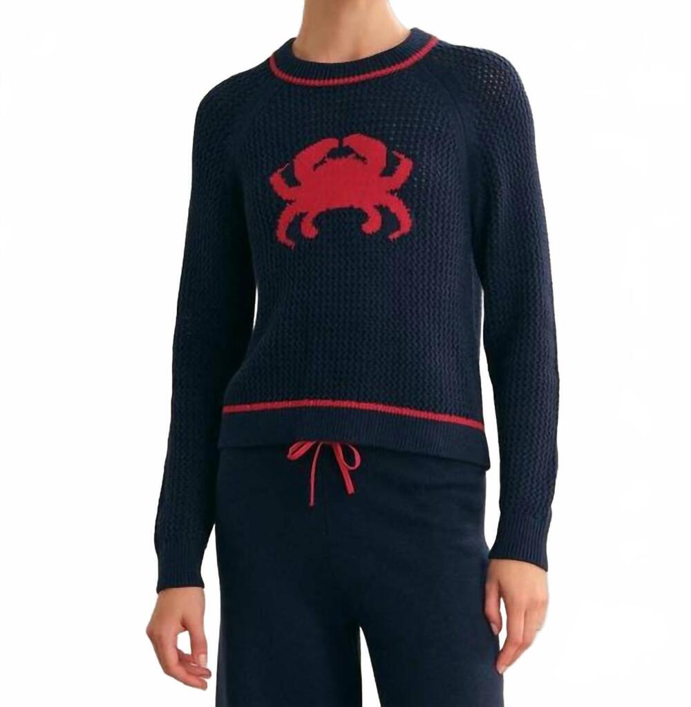 NEW 525 AMERICA jane crab pullover sweater in dark blue combo